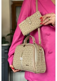 Resim Jps- El Ve Omuz Askılı 2 Bölmeli Kadın Omuz Çantası 2057-23 - Kum Kombin Kum 