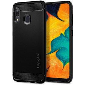Resim Spigen Galaxy A30 ile Uyumlu Kılıf ,Spigen Rugged Armor Matte Black 