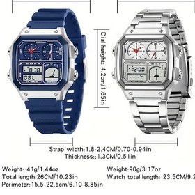 Resim Oldfriend Sanda Erkek Spor Saati Siyah 50m Çelik Kayış Çift Ekran Kronometre Diğer 