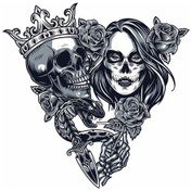 Resim Kurukafa Kadın Gül Tattoo Sticker 01990, 