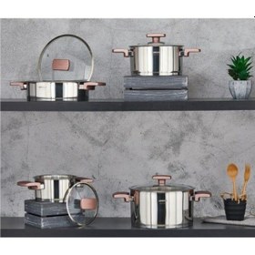 Resim Enio 8 Parça Tencere Seti Rose Gold Eni-8620 