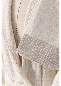 Resim Nurpak Safir Pamuklu Aile Bornoz Seti - Krem - Gül Kurusu Gül Kurusu - Krem 