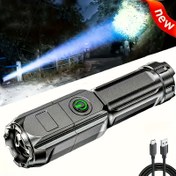 Resim 1 Adet Şarj Edilebilir LED Süper Parlak Ayarlanabilir El Feneri - Taşınabilir Mini USB-C Şarj, Cep Boyutu, 3 Mod (Yüksek/Orta/Düşük), Şarj Edilebilir Lityum Pil ve USB Kablosu, Kampçılık, Acil Durumlar, Ev Güvenliği İçin Uygun - Dayanıklı Tasarım, Dış Mekan Aydınlatması, Şık Görünüm, Sağlam Yapı, Günlük Taşıma, Köpek Gezdirme & Elektrik Kesintileri İçin Temel 