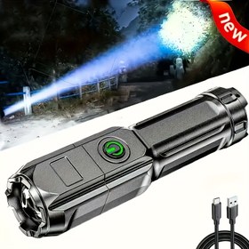 Resim 1 Adet Şarj Edilebilir LED Süper Parlak Ayarlanabilir El Feneri - Taşınabilir Mini USB-C Şarj, Cep Boyutu, 3 Mod (Yüksek/Orta/Düşük), Şarj Edilebilir Lityum Pil ve USB Kablosu, Kampçılık, Acil Durumlar, Ev Güvenliği İçin Uygun - Dayanıklı Tasarım, Dış Mekan Aydınlatması, Şık Görünüm, Sağlam Yapı, Günlük Taşıma, Köpek Gezdirme & Elektrik Kesintileri İçin Temel 