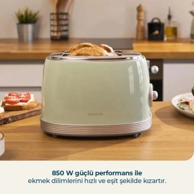 Resim Cecotec Toast Taste 800 Vintage Light Green Retro Ekmek Kızartma Makinesi 