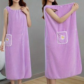 Resim 1 Adet Süper Yumuşak Kadınlar İçin Coral Fleece Havlu Bornoz - Yüksek Emicilik, Kaymaz Çiçek Desenli Cep Tasarımı, Spa ve Banyo Kullanımına Uygun, Dayanıklı Giyilebilir Havlalık, Rahat Ev Kıyafeti, Peluş Malzeme, Kendine Bakım Esansiyeli 