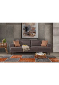 Resim Nobis Yataklı Kanepe Keten Kahve 