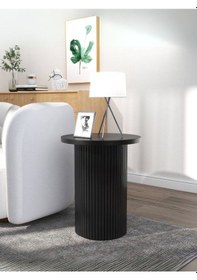 Resim Leonora Bohem Ahşap Yan Sehpa Siyah 