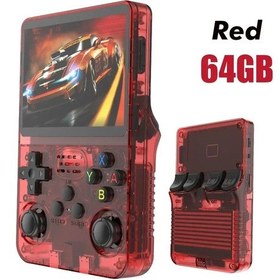 Resim En İyi R36s R36h Retro El Video Oyun Konsolu Linux Sistemi 3.5 Inç Ips Ekran R36s Red 64g 