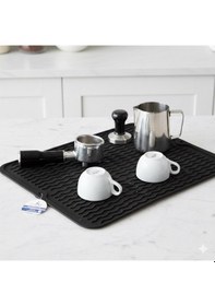 Resim Siyah 40x30cm %100 Silikon Bulaşık Kurutma Matı Bulaşık Altlığı,bulaşık Kurutmalığı Bulaşık Pedi Siyah 