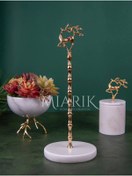 Resim MIARIK DESIGN & DEKORASYON Beyaz Mermer Boynuzlu Geyik Peçetelik Havluluk (gold Altın) 