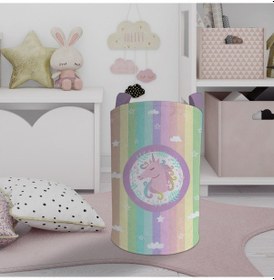 Resim Mekta Home Bebek Ve Çocuk Odası Renkli Unicorn Desenli Oyuncak Sepeti Çok Renkli 