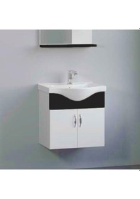 Resim Denko Akyazı 55 Cm Mdf Banyo Dolabı Siyah, Alt Modül Ve Lavabo Çok Renkli 
