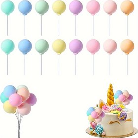 Resim 16 Adet Mini Renkli Balon Kek Süsleri - Doğum Günü, Düğün & Parti Dekorasyonları için Çok Yönlü Kil Balon Seçenekleri (8 Renk) 
