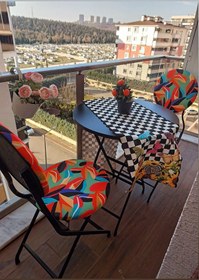 Resim Katlanır Masa Sandalye Takılmı Renkli Yaprak Desenli 