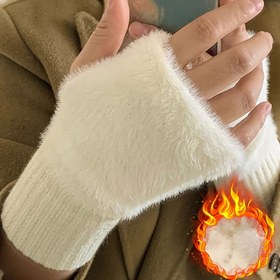 Resim 1/4 Çift Kadınlar için Yumuşak ve Sıcak Parmaksız Eldivenler - Elastik Bilekli, Soğuk Havaya Dayanıklı Dokunmatik Uyumlu Ofis, Okul, Hafta Sonu Kullanımı İçin Peluş Eklemeli Kışlık Eldivenler - Makinede Yıkanabilir, Rahat Tasarım, Teknoloji Kullanıcıları, Şık Bilek Kapağı, Dayanıklı Örgü, Ofis Çalışanlar İçin 
