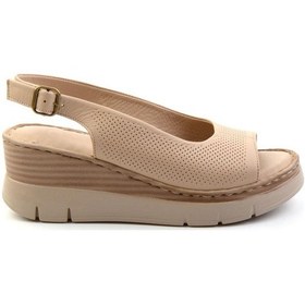Resim Bej Leather Kadın Sandalet K05299112603 Bej 