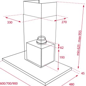 Resim Teka Dsj 750 Duvar Tipi Inox 70 cm Davlumbaz 