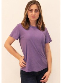 Resim Rich Kadın Organik Bisiklet Yaka T-shirt %100 Pamuk Tişört Mor 