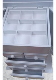 Resim Hobi Dekoratif Adn Şifonyer 8 Çekmeceli Gizli Çekmece Modüllü Parlak Beyaz El Yapım 