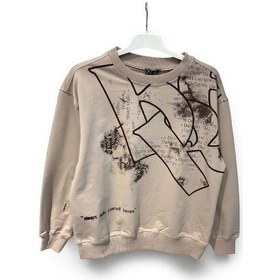 Resim Carinos Erkek Çocuk Delights Yazılı Sweat-15185 Vizon 