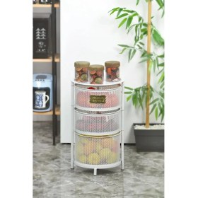 Resim Yıldıray Metal 3 Katlı Beyaz Tekerlekli Sebzelik 