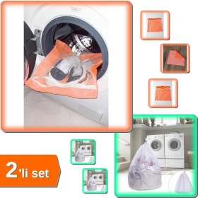 Resim Hereveoyuncak Turuncu Fermuarlı Hassas Çamaşır Ayakkabı Yıkama Filesi + Çamaşır Yıkama Filesi - 2li Set V9G8A7 