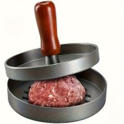 Resim Paslanmaz Çelik Burger Presi Ergonomik Ahşap Saplı - Mükemmel Yuvarlak Köfteler için Ağır Hizmet Metal Yapısı, Izgara, İç Mekan Pişirme, Ev & Profesyonel Mutfaklar, Mutfak Ekipmanları, Modern Mutfak Gereçleri için İdeal, yağ kağıdı hariç. 