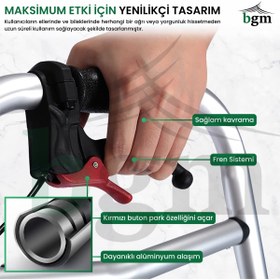 Resim BGM Frenli Tekerlekli Yürüteç Walker Hasta Yürüteci Yüksek Kalite Frenli Katlanır Walker 