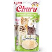Resim Inaba Ciao Churu Cream Tavuklu ve Deniz Taraklı Kedi Ödül Kreması 4 x 14 Gr 