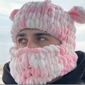 Resim moonaja Wegh Bere Şapka - Balaklava Kar Maskesi - Puffy Kulaklı Maske Wegh Bere Weghrumi Maske 