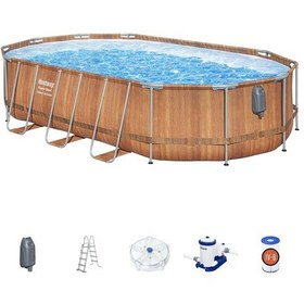 Resim Bestway 56719 Power Steel Comfort Jet Serisi Prefabrik Yer Üstü Havuz Seti 6,10 M X 3,66 M X 1,22 M 