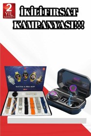 Resim FTA TİCARET 2025 Model Çok Kordonlu Akıllı Saat ve Bluetooth Kulaklık El Fenerli 