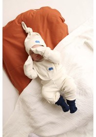 Resim Balık Nakışlı 5li Uzun Kollu Yenidoğan Set Krem 