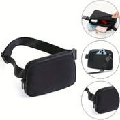 Resim Mini Bel Çantası Ayarlanabilir Askılı, Uniseks Sırt Çantası Dış Mekan Egzersiz Koşu Seyahat için, Siyah 