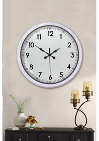 Resim 52 Cm Beyaz Metal Dekoratif Duvar Saati Çok Renkli 