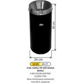 Resim Arı Metal Kolon Küllük 4 No Kapalı Tip 