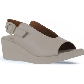 Resim Bueno Shoes Krem Deri Kadın Dolgu Topuklu Sandalet 01WY2405 01WY2405 