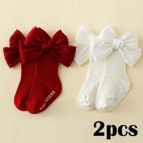 Resim 2 Kız Çocuğu İçin Kurdeleli Çorap, Prenses Tarzı Orta Baldır Çorapları, Kaymaz Zemin Çorapları. 