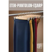 Resim Skygo ModaCar Etek Pantolon Eşarp Kıskaçlı Askı 19 Adet Ahşap 