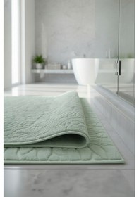 Resim Grid Mint Yeşili Ayak Havlusu - 70x130cm, 790gr, %100 Pamuk, Spa Ve Otel Banyo Paspası, Günlük Kullanıma Mint Yeşil 