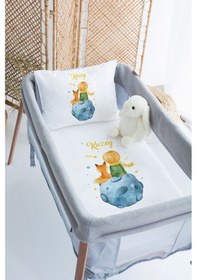 Resim Lilabio %100 Pamuk Saten İsme Özel İsimli 70x120 Park Yatak Nevresim Seti Küçük Prens-ay 