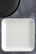 Resim nazen MimHome Kare 30cm 12"inch Sade Beyaz Servis Tabağı:HORECA Buffet Sunum,Restoran Servis 