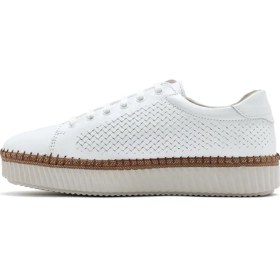 Resim Derimod Kadın Beyaz Bağcıklı Kalın Tabanlı Deri Sneaker 2 