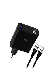 Resim Linktech G860 Premium 67W GaN USB Type-C Şarj Aleti Type-C Kablo Seti 