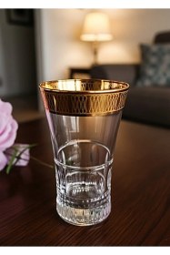 Resim Paşabahçe As Gold Dekorlu 6'lı Meşrubat Bardağı Seti - Altın Detaylı Şık Sunum Şeffaf 