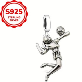 Resim 1 adet 925 Ayar Gümüş Basketbol Oyuncusu Charm, 1g, Kadın Spor Takımı Bileklik ve Kolyeler için Boncuk, DIY Takı Hediyesi, Arkadaşlar için Parti Aksesuarı 