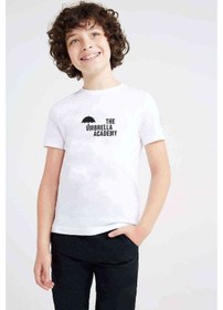 Resim The Umbrella Academy Logo&Yazi Baskılı Unisex Çocuk Beyaz Tshirt 