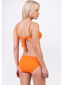 Resim Endeep Kadın Aksesuarlı Straplez Büzgü Detaylı Turuncu Bikini Takımı 