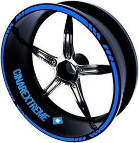 Resim Moto Rider 4'lü Sticker Seti Azur Mavi İç Dış Jant Şeridi Kask ve Çamurluk 